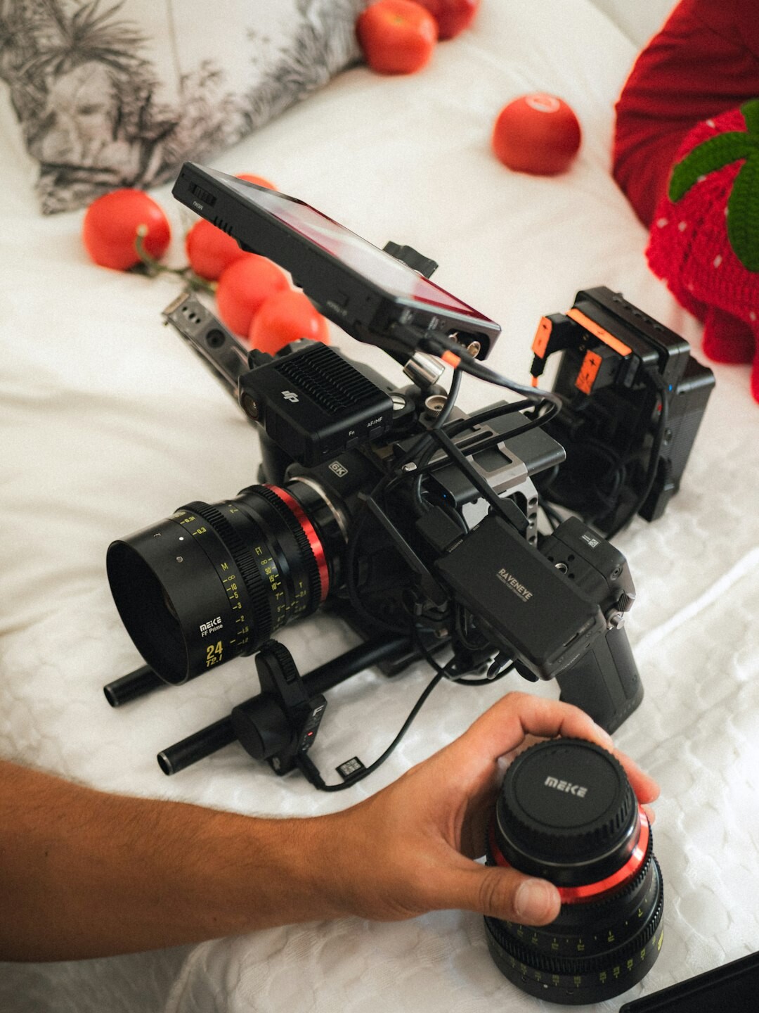 Professional broadcast camera on a tripod in a studio