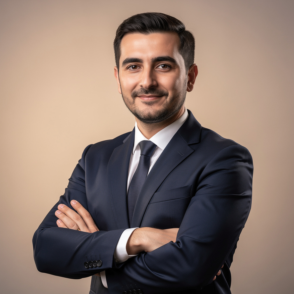 Turkish man TV presenter in a suit